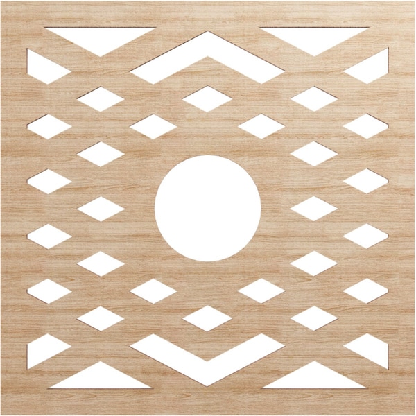 Ekena Millwork Chevron Wood Fretwork Pierced Ceiling Medallion, Alder, 20"OD x 5 1/8"ID x 1/4"T CMWP20X20X0250CHAL - main